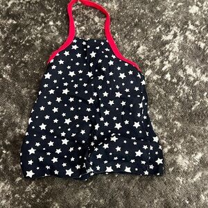 Faded Glory Starry Black and Gray Top with Red Trim